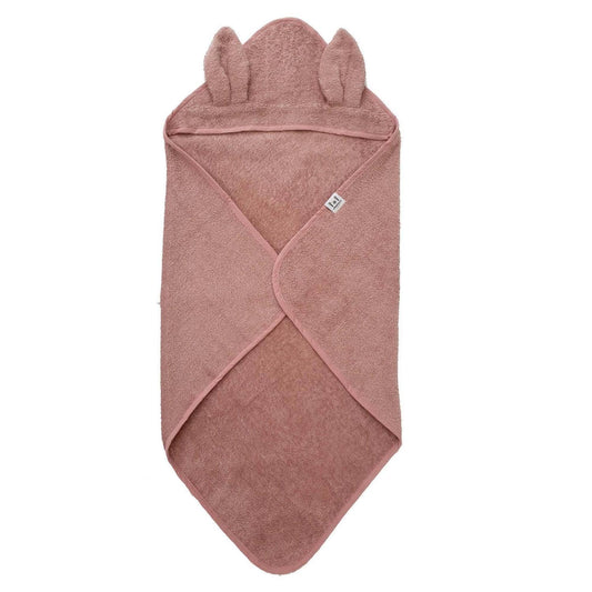 Ekologisk babyhandduk med huva Rabbit Pale Mauve