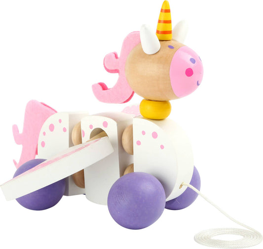 small foot Unicorn Luna Pull-On Toy | Dra och tryck leksak | Trä