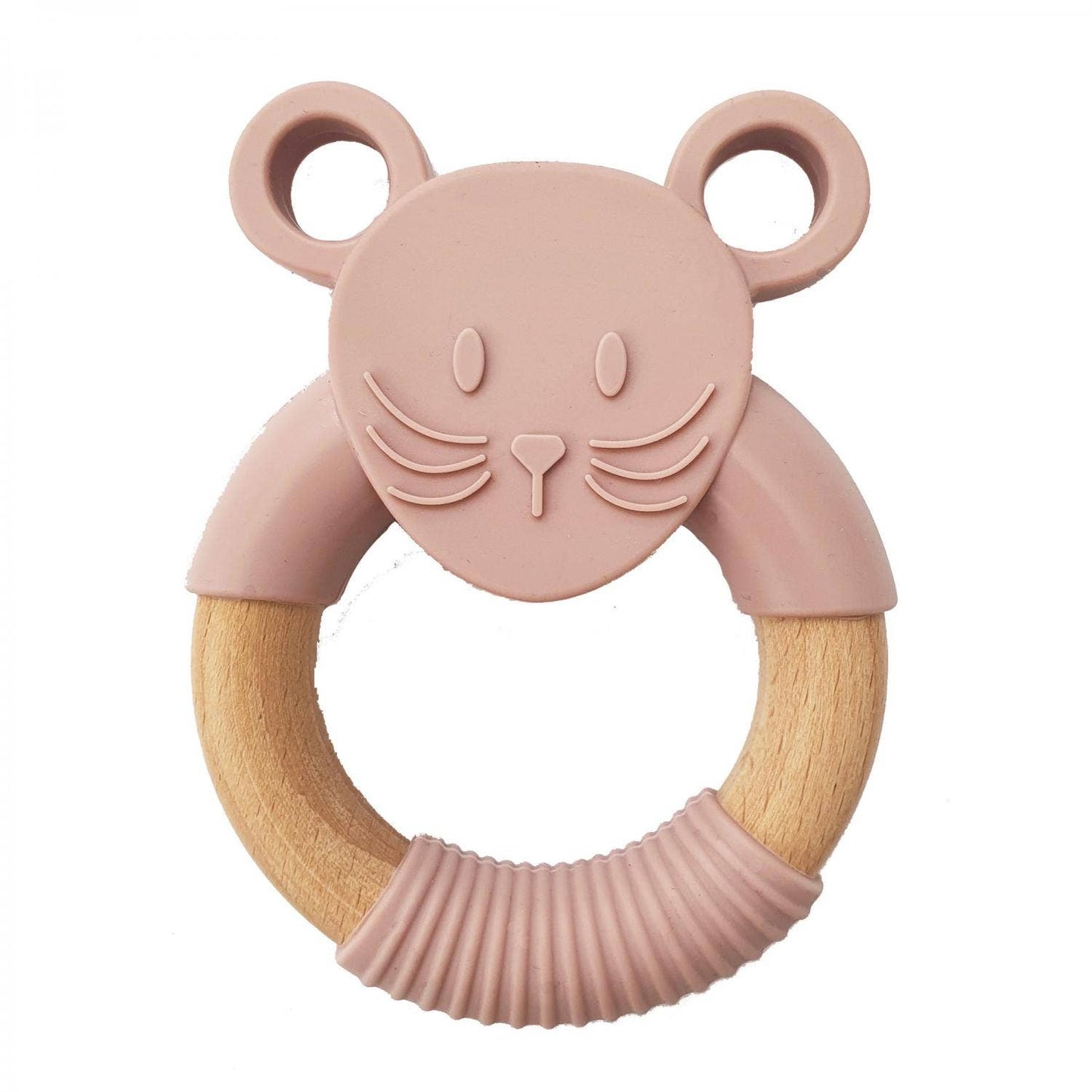 Summerville organic Silikonträ Baby Teether Mouse blek lila