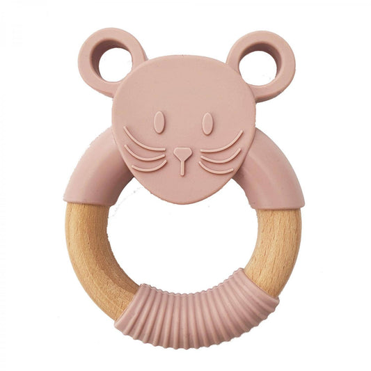 Summerville organic Silikonträ Baby Teether Mouse blek lila