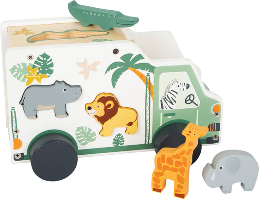 small foot small foot ”Safari” leksaksbil plug-in spel | motorik leksak | trä
