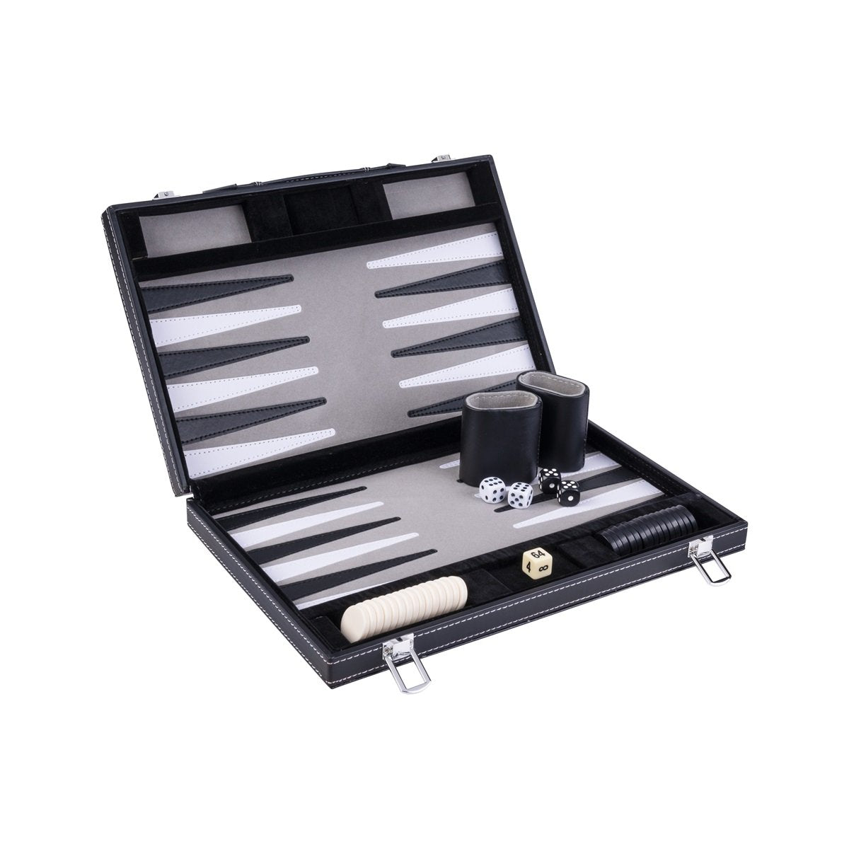 Backgammon grå/svart/vit