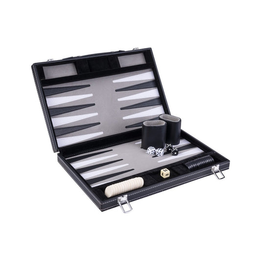 Backgammon grå/svart/vit