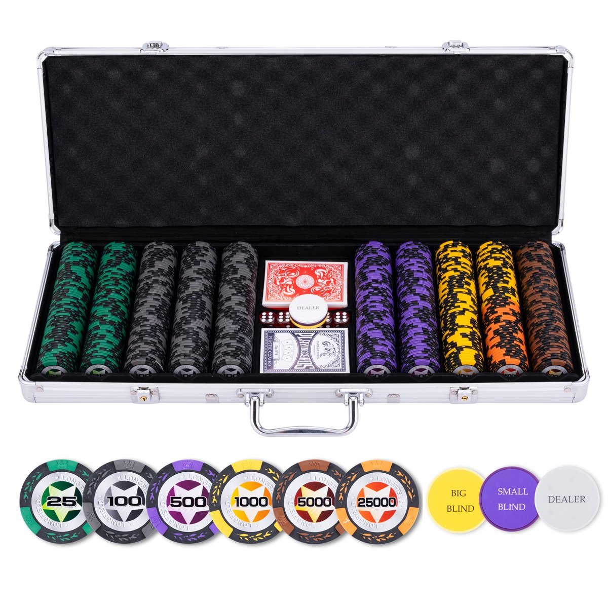 Pokerset i silverfodral 500 marker