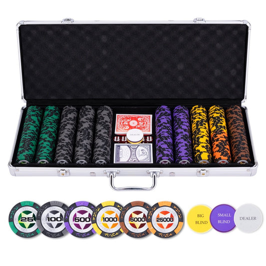 Pokerset i silverfodral 500 marker