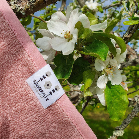Ekologisk babyhandduk med huva Rabbit Pale Mauve