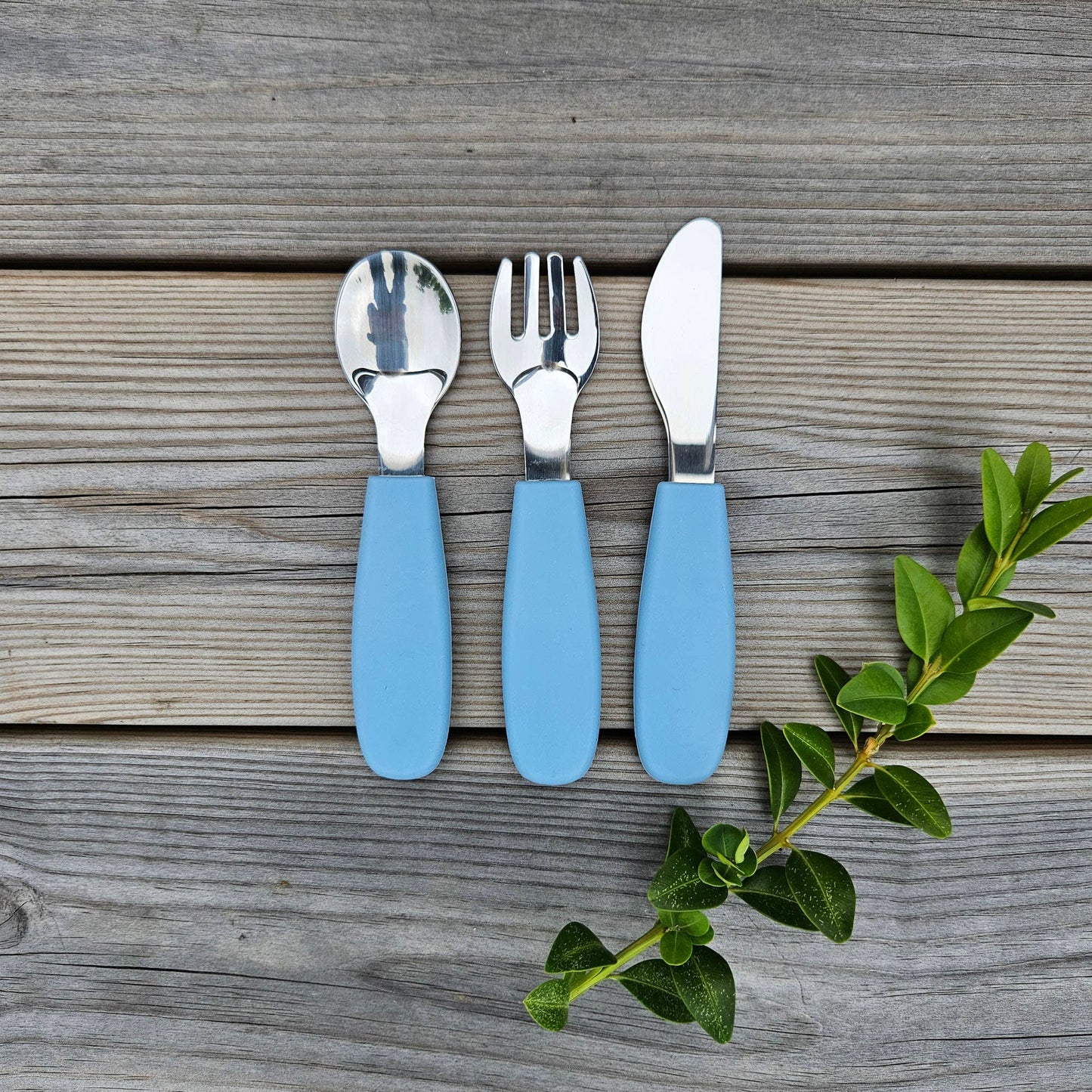 Summerville organic Bestick Silikon-Stål Stenblå