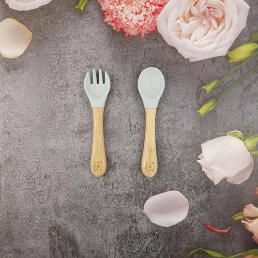 Summerville organic Sked och gaffel bambu silvergrå