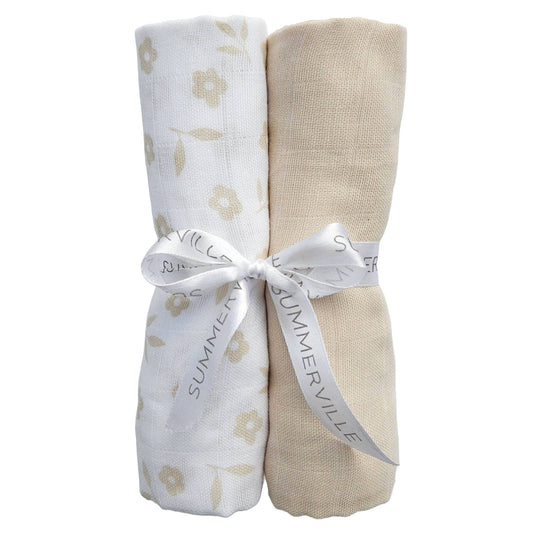 Summerville organic Baby muslinfiltar 2-pack Petal Sandshell GOTS