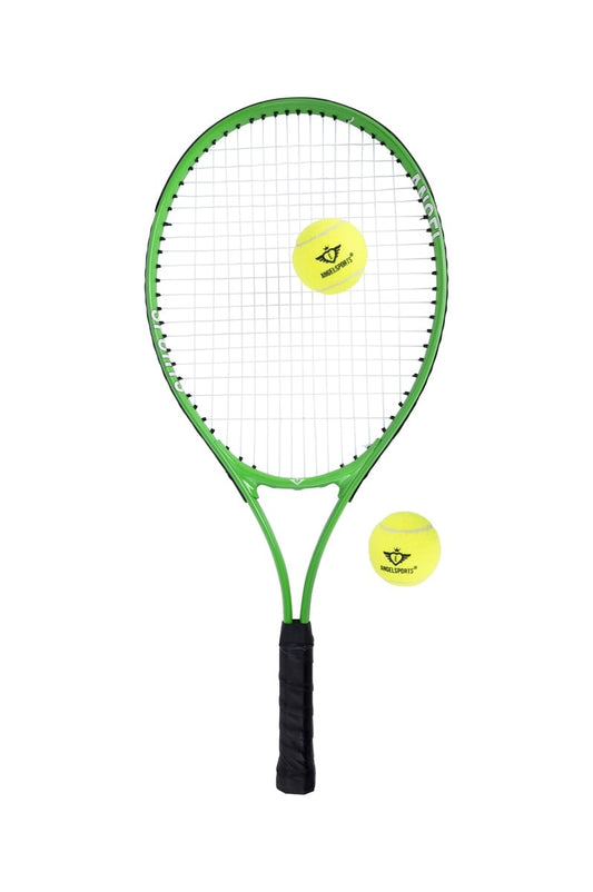Tennisracket med tennisbollar