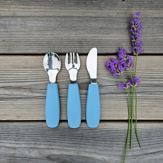 Summerville organic Bestick Silikon-Stål Stenblå