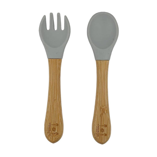 Summerville organic Sked och gaffel bambu silvergrå