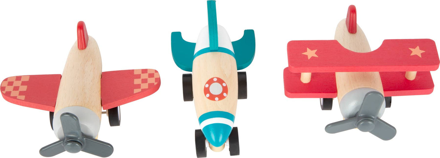 small foot Pull-back Flyer Set | Parkeringsgarage och fordon | Trä