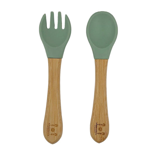 Summerville organic Sked och gaffel bambu cameo grön