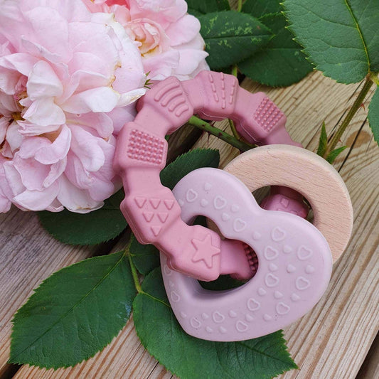 Summerville organic Silikonbitring för bebis Hjärta Rosa