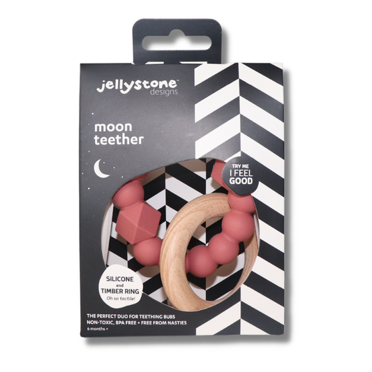 Jellystone Designs - Moon Teether - dusty pink