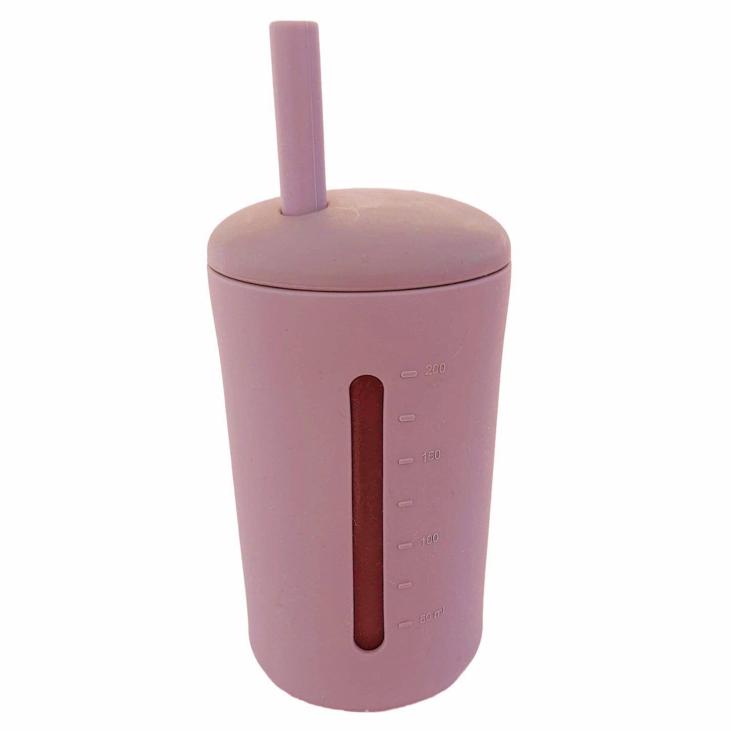 Mugg med sugrör silikon 200 ml dammig ros