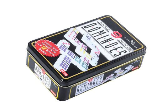 Domino dubbel 9 i plåtlåda