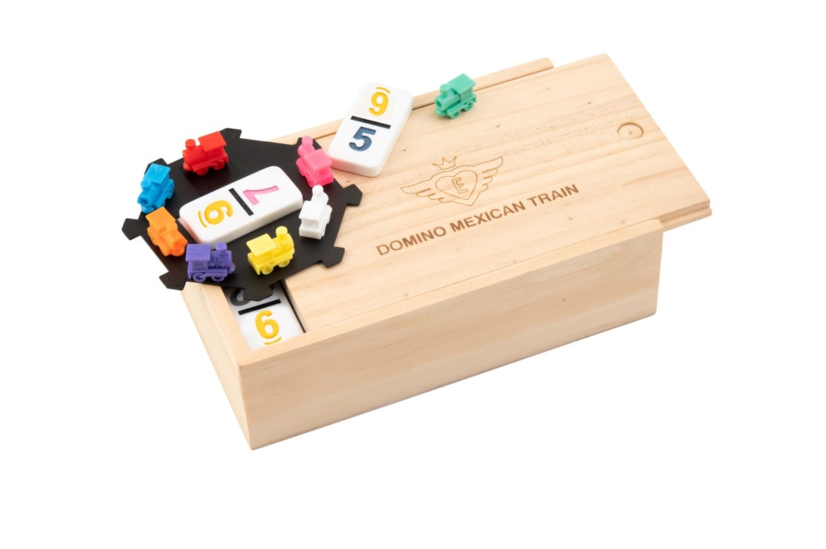 Domino Dubbel 9 i träkista