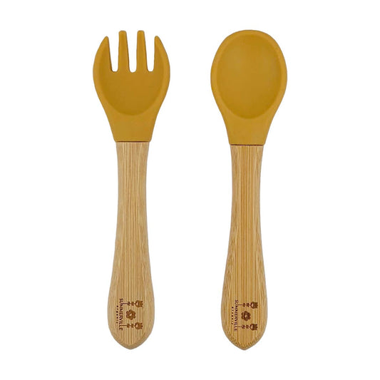 Summerville organic Sked och gaffel bambu ockra