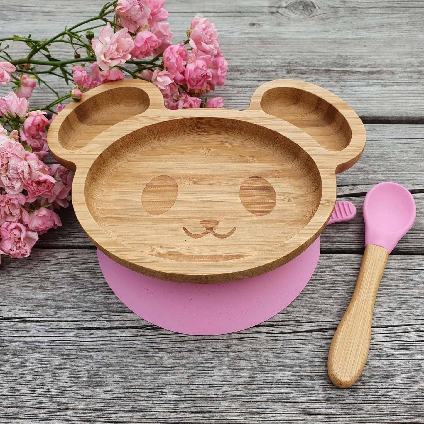 Barn Bambu Porslin Mus Rosa