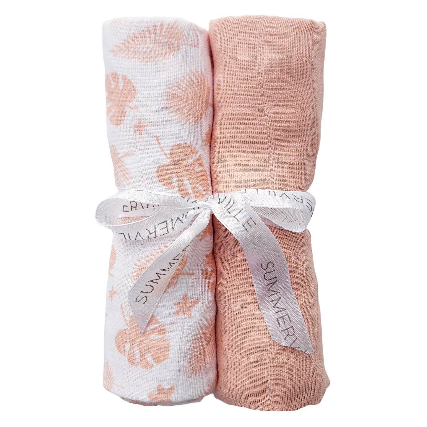 Baby muslinfiltar 2-pack Tropical Peach GOTS
