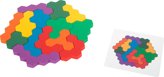 small foot Pedagogiskt spel träpussel hexagon | pedagogisk leksak | trä