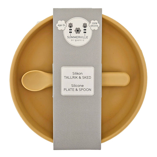 Summerville organic Tallrik och sked silikon ockra