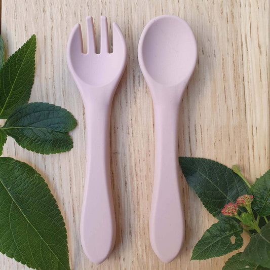 Summerville organic Sked och gaffel silikon blek lila