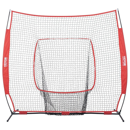 2,1x2,1 m Baseboll Softboll Träningsnät, Portabelt Basebollträningsnät för Slagträffar, Fångst och Pitching, Backstop Basebollutrustning Träningshjälpmedel med Bärväska och Slagzon