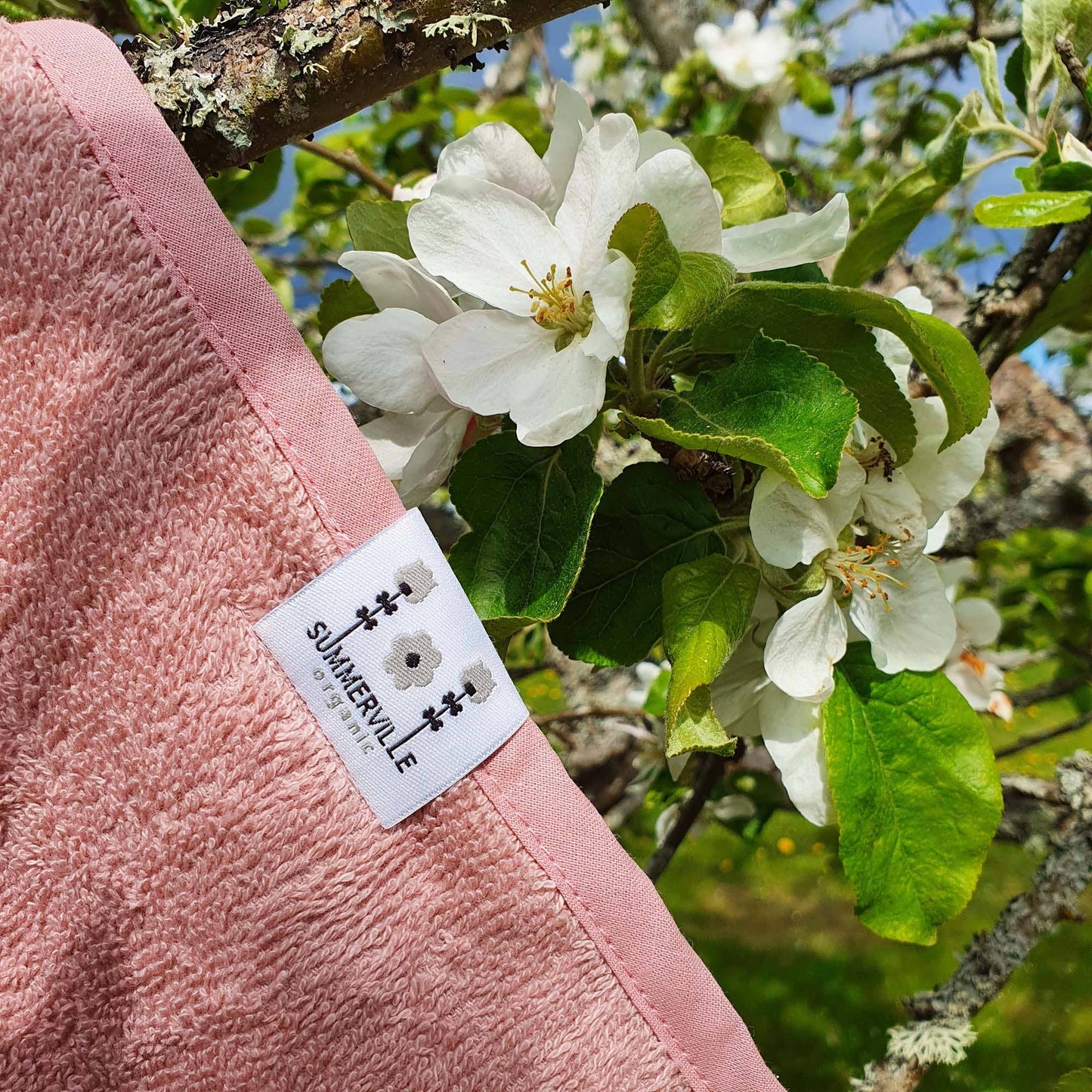 Ekologisk babyhandduk med huva Rabbit Pale Mauve