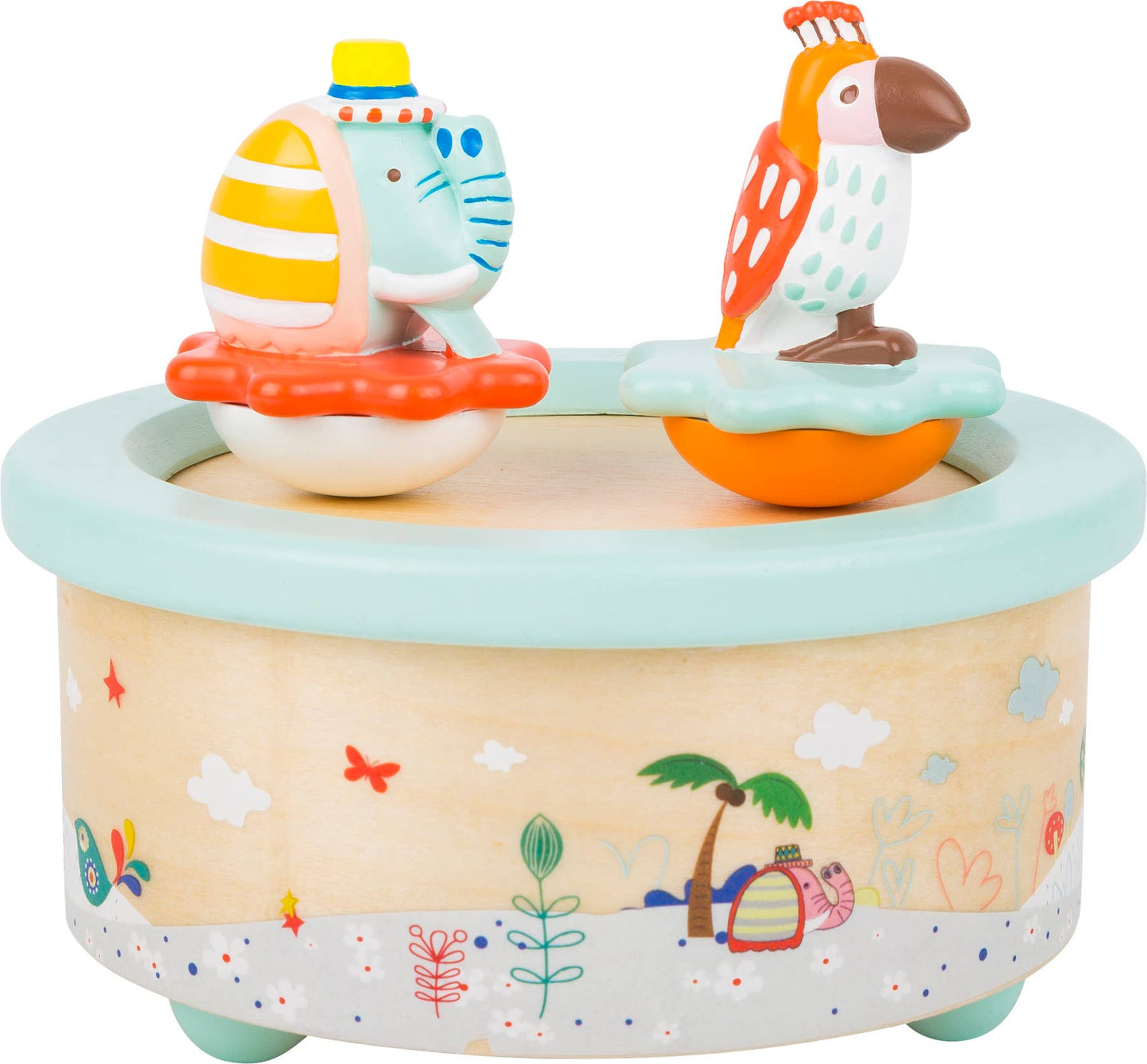 small foot Papegoja Och Elephant Music Box | Speldosor | Trä