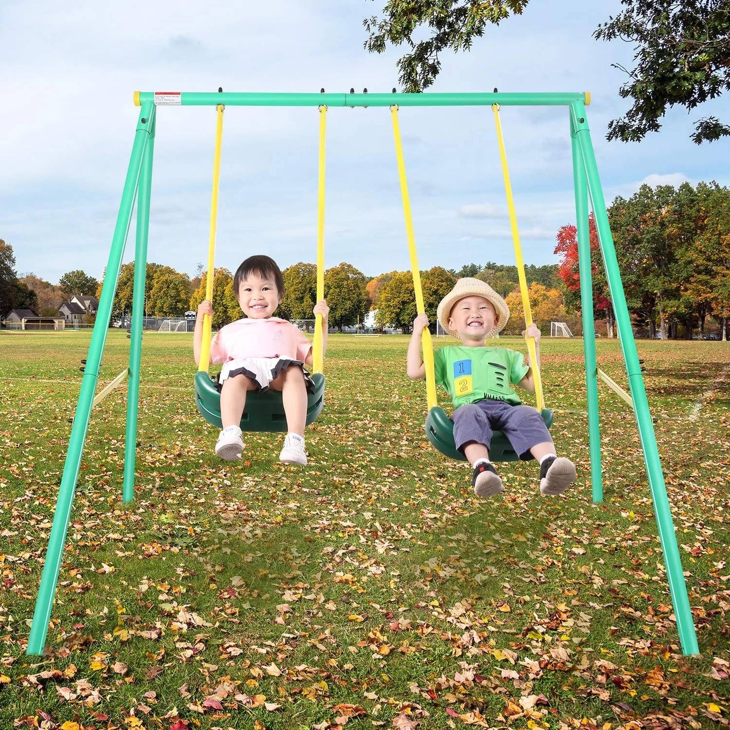 Swing Set 2 platser för barn robusta svänguppsättningar för utomhus Bac