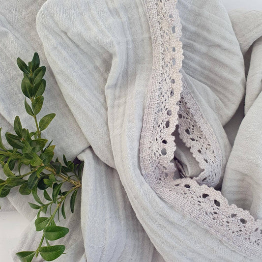 Ekologisk Baby Skrynklig Swaddle Spets Grå