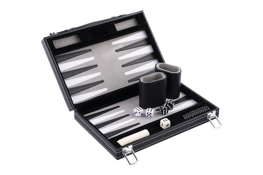 Backgammon grå/svart/vit