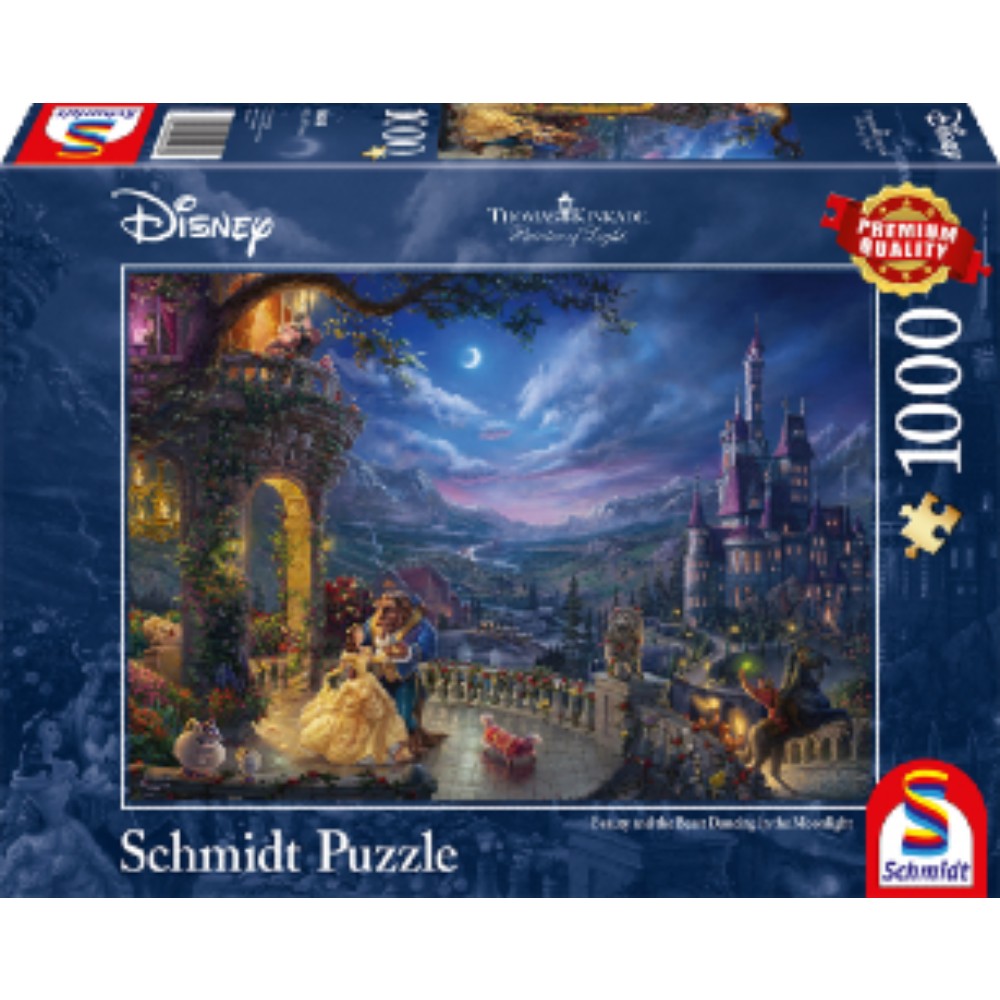Puzzle - Thomas Kinkade: Disney - The Beauty and the Beast Dancing in the Moonlight (1000 pieces)