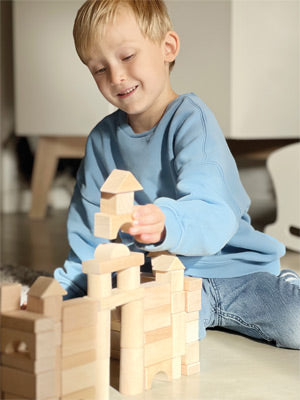 small foot Naturliga träbyggstenar 100-pack