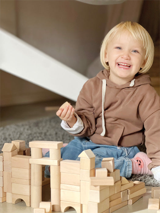 small foot Naturliga träbyggstenar 100-pack