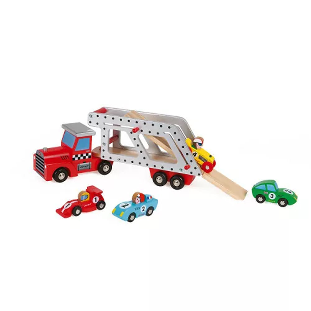Janod - Story 4 Cars Transporter Lorry