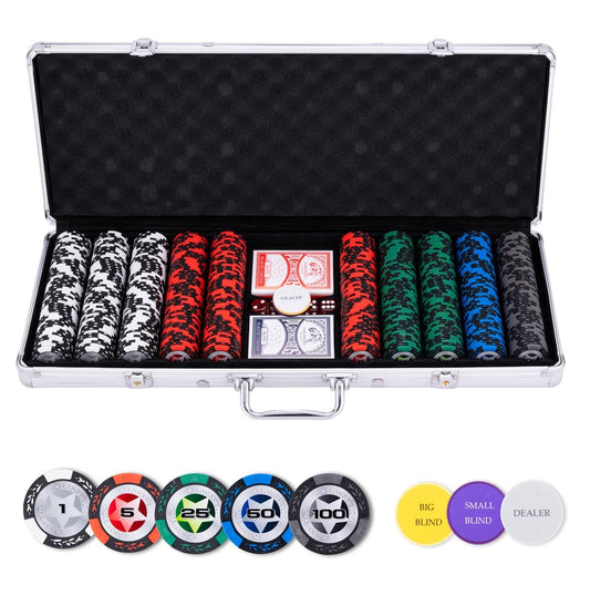 Pokerset silverfodral 500 marker (low stake, 14 gram)