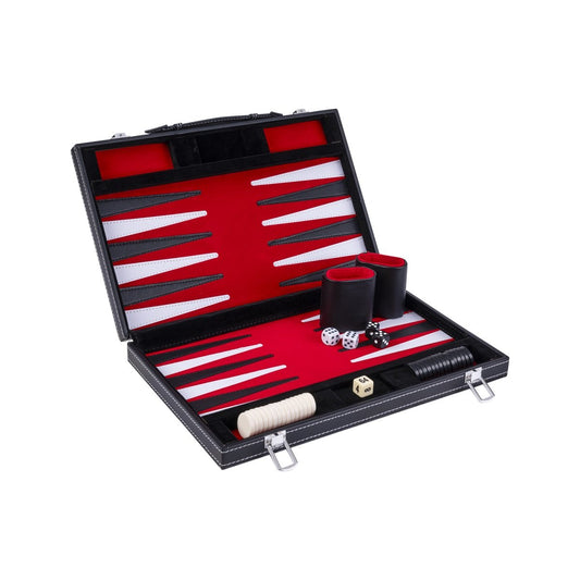Backgammon röd/svart/vit