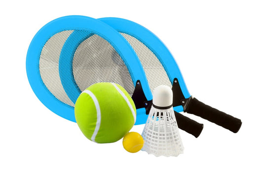 Racketset med bollar och skyttel