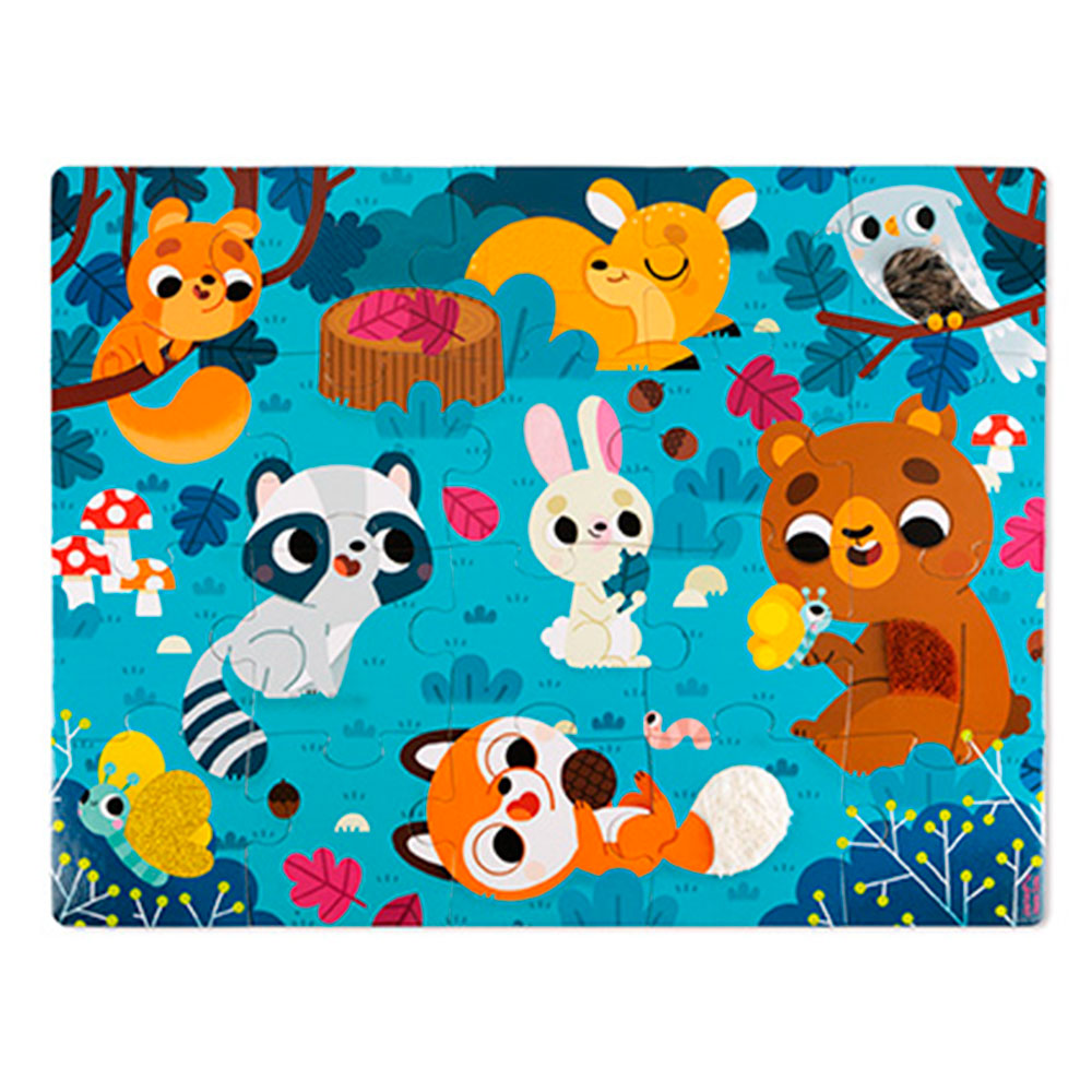 Janod - Tactile Pussel Forest Animals 20 bitar