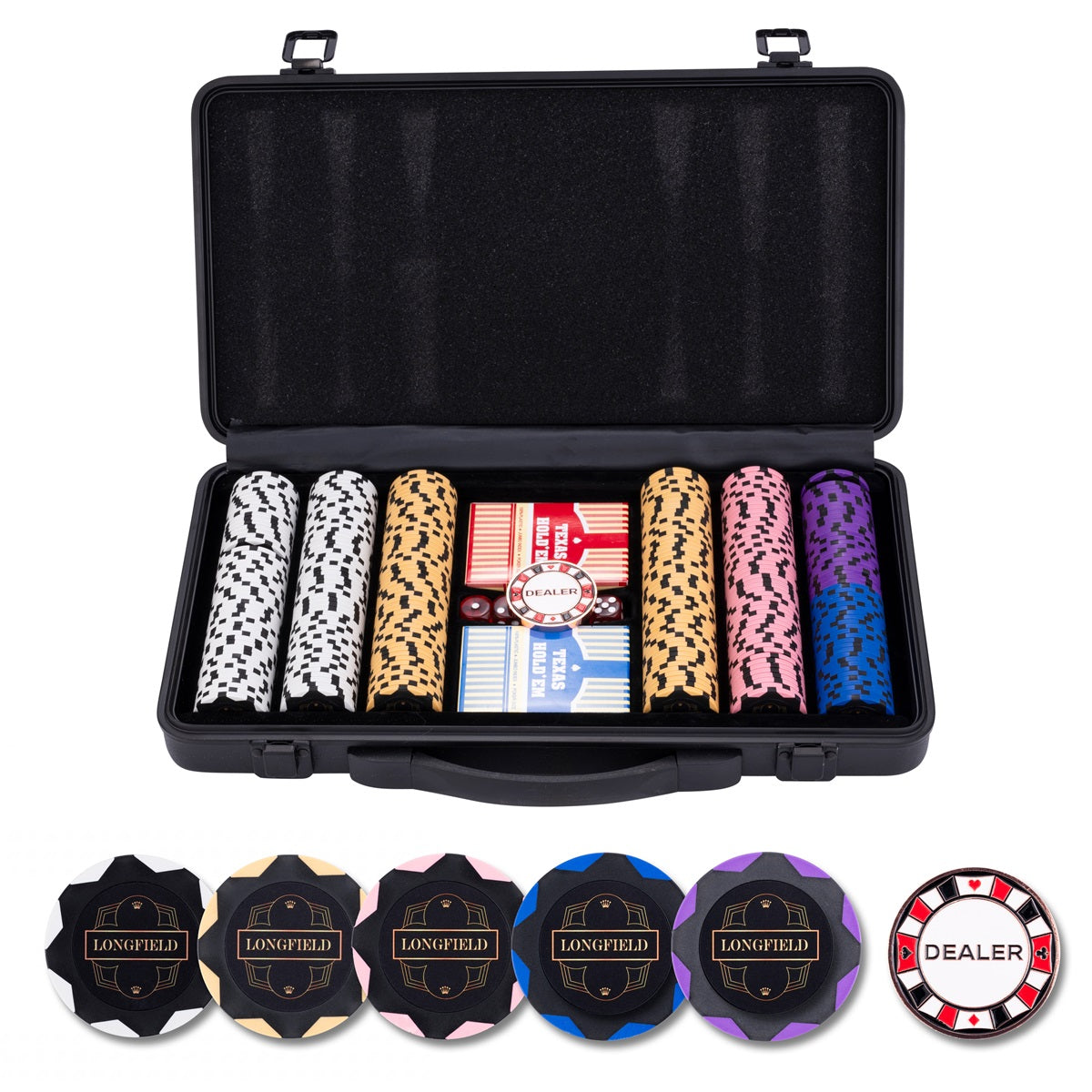 Pokerset 300 marker i svart fodral (14 gram)