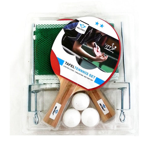 Bordtennisset med paddlar och bollar