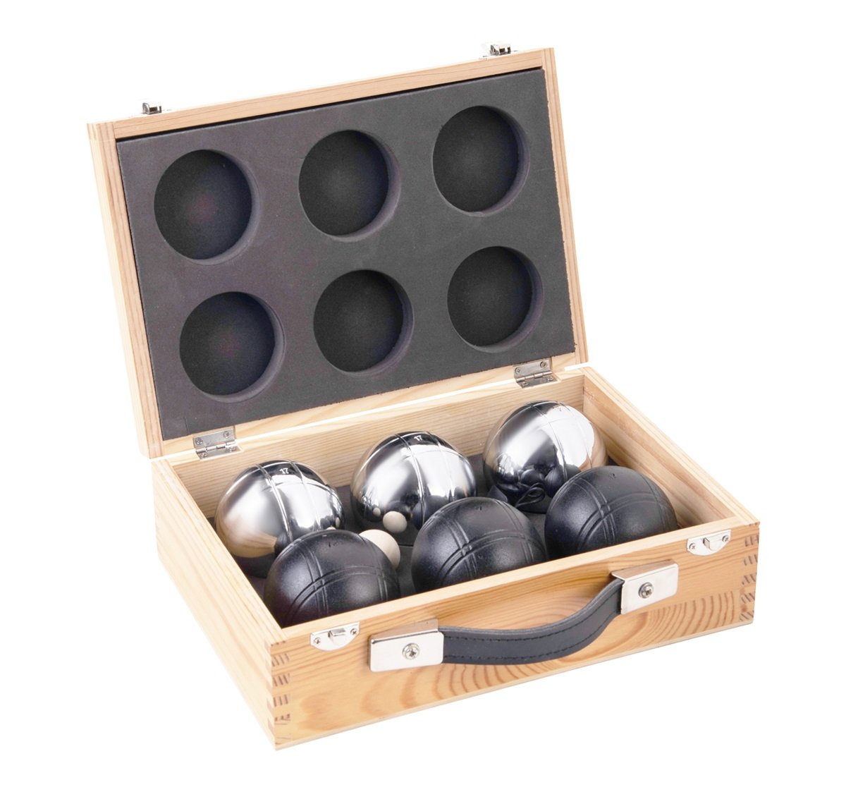 Boule-set med 6 bollar i fodral